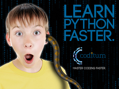 Learn Python advertising blue code education python school type