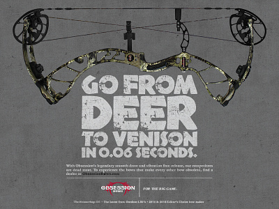 Deer to Venison advertising arrow bow deer game hunting obsession print