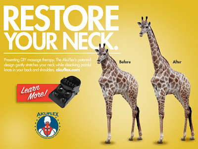 Giraffe Restore advertising after before giraffe neck pain relief restore results yellow