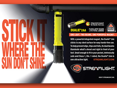 Stick It advertising copy flash headline light magnet marketing orange