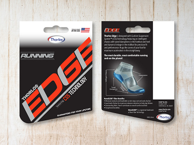 Edge Packaging black branding edge packaging red retail running silver socks