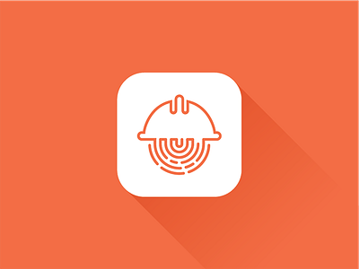 Contractor Information App Icon app construction contractor fingerprint flat hard hat hardhat icon id information orange shadow