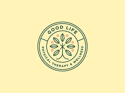 Good Life Physical Therapy & Wellness badge branches circle design gl gl logo good good life goodlife icon illustration leaf leaves logo physical physical therapy sticker therapy tree