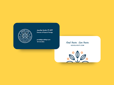 Good Life Business Card business card card circle good life goodlife logo navy orange tree yellow