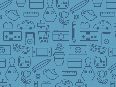 Different line style icons seamless pattern camera