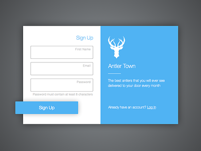 Sign Up Screen for a new service coming out soon antler town antlers registration sign up