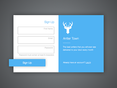 Sign Up Screen for a new service coming out soon