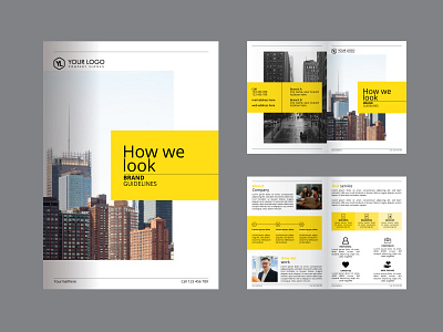 Minimal bi fold brochure design 4 pages