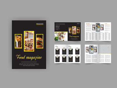 Food magazine design for restaurant cook book annual report banner bifold branding brochure cover company proposal cook book flyer food brochure food magazine food menu leaflet magazine marketing minimal modern poster recipe restaurant trifold