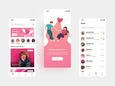 Dating App Design app app design art artist branding dating app design illust illustration illustration design logo mobile app typography ui ui ux ux vector web design