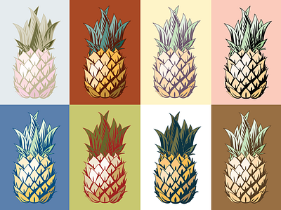 Pineapples! color block draw illustration illustrator pineapple summer tropical vector