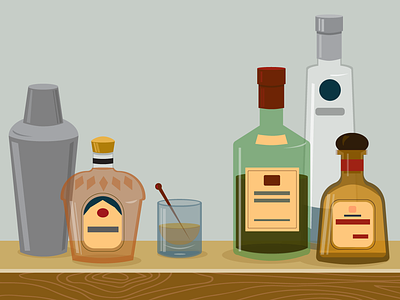 Bar adobe bar ciroc crown royal diageo drink illustration jameson liquor vector whiskey