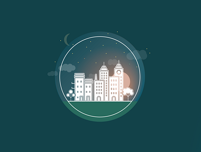 City at night city city illustration cityscape design gradient icon illustration illustrator moon night star vector