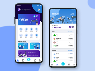 E-Wallet animation banking burger king design e wallet ebanking ewallet figma gojek illustraion indonesia kfc mobile mobile app mobile design money topup ui uiux wallet