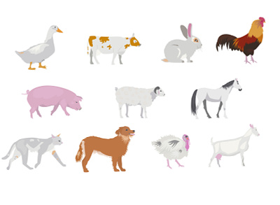 Animals animals cartoon farm game graphics. illustration vector vector illustration