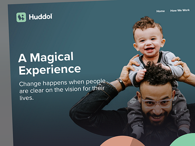 Huddol - A Magical Experience branding clean flat gradient green huddol website