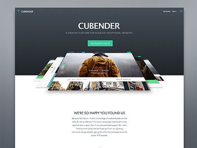 Cubender app clean flat homepage responsive ui ux white