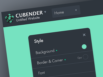 Style Menu for Cubender V5 app dark draggable flat menu modal popup ui ux web