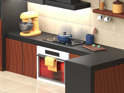 3D | Home management animation 3d animation artwork home home management kitchen oven timeless