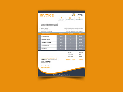 This is a clean eye-catchy Professional invoice design. branding business clean invoice corporate creative creative design customizable elegant icons illustrator invoice invoice template minimal minimalist print ready professional simple