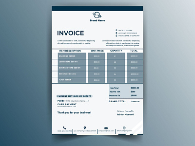 Corporate Clean and modern Invoice design