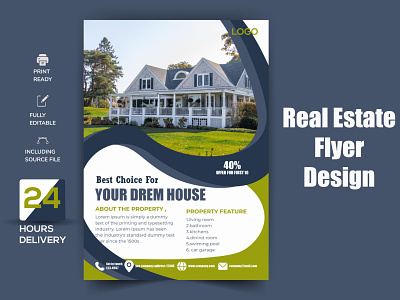 Real Estate Flyer advertisement advertising agency agent broker business business flyer commercial company corporate flyer home house leaflet lease loan real estate realtor residential
