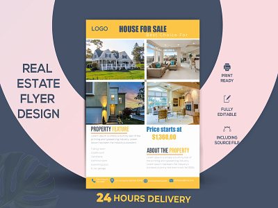 Simple Real Estate Flyer advertising agent business flyer company corporate flyer home house leaflet lease loan magazine professional property real estate real estate agency flyer realtor rent residential