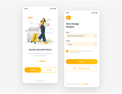 Register/Log in - Travel App app design login mobile register sign up travel ui ux