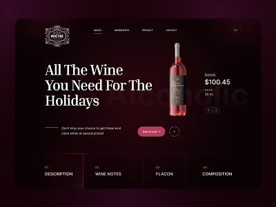 Wine Web Templates 3d alcohol animation application branding design graphic design illustration logo motion graphics ui ui design ux web web template website wine