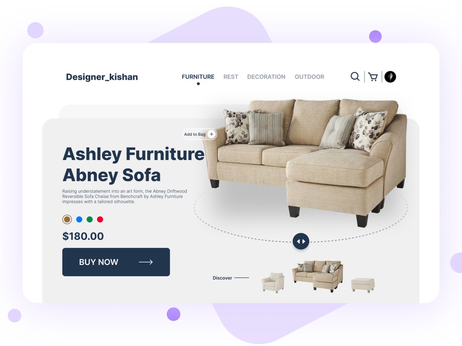 Ashley Furniture Abney Sofa Landing Page by Designer_Kishan on Dribbble