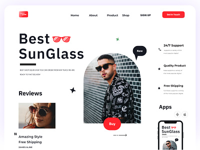 Sunglasses Website Design figma graphic design trending ui design web web design web template website