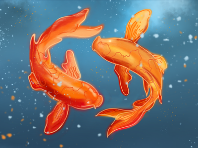 Kai and Koi aqua autodesk sketchbook digital art digital painting fish fishes koi koi fish painting sketchbook underwater