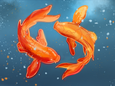 Kai and Koi aqua autodesk sketchbook digital art digital painting fish fishes koi koi fish painting sketchbook underwater
