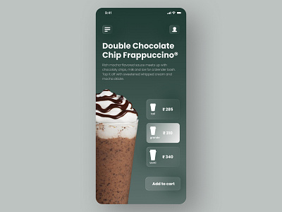 Starbucks menu UI Design dailyui dailyui012 dailyuichallenge ecommerce app figma glassmorphism menu design minimal starbucks ui uidesign uiux ux