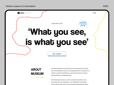 Online museum of minimal art landing page logo prototyping typography uxui web design
