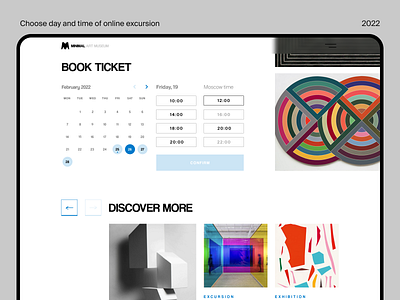 Booking a ticket for online excursion booking graphic design landing page museum online art prototyping tickets typography ui web design
