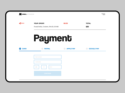 Payment page for online museum design landing page museum online art payment typography ui ux web design