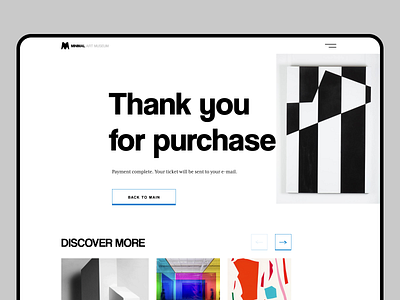 Thank you page for online museum landing page museum online art prototyping purchase thank you page typography uxui web design