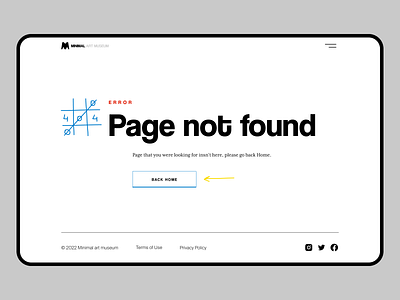 Error 404 page for online museum