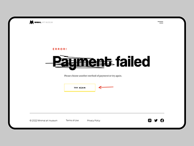 Payment error for online museum errorpage landing page payment error typography ui web design