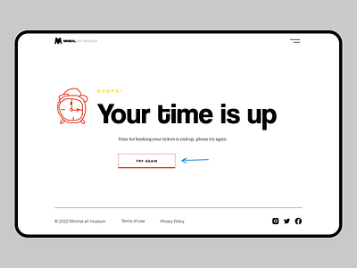 Booking time is expired page design landing page museum prototyping typography ui web design