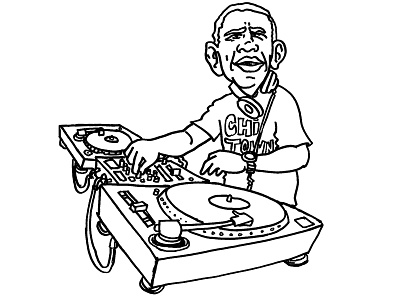 Barack on the 1s & 2s dj hip hop illustration music president