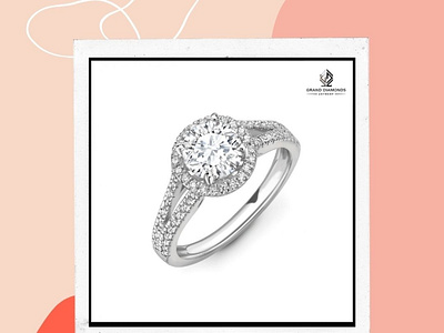 White Gold Halo Diamond Engagement Ring | Grand Diamonds Antwerp certifieddiamond diamondring engagementring granddiamonds weddingring
