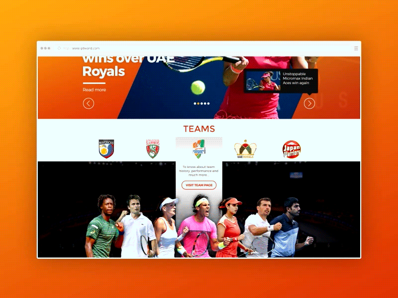 IPTL Website: Players Section