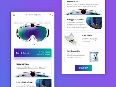 Product detail page gradient interaction product sketch ski