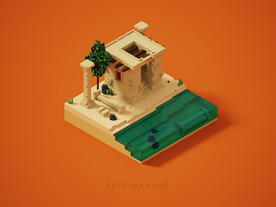 Egyptian Ruins - A Voxel Art 3d graphic design magicavoxel voxel voxel art voxels
