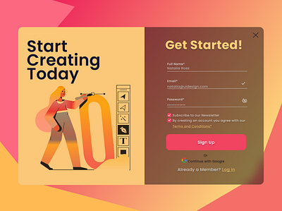 001 Sign up design illustration ui ux web