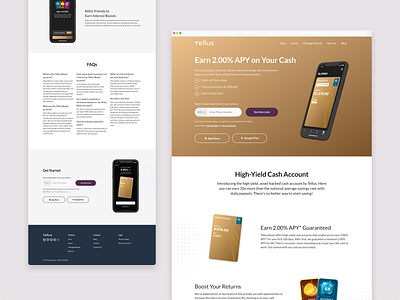 Cash Account Website app design finance marketing mobile page product web design website