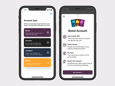 Onboarding - Account Selector app design interface mobile onboarding product ui