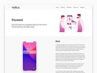 Feature Page - Payment app design interaction interface marketing marketing collateral product real estate ui web website